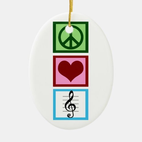 Peace Love Music Custom Ceramic Ornament