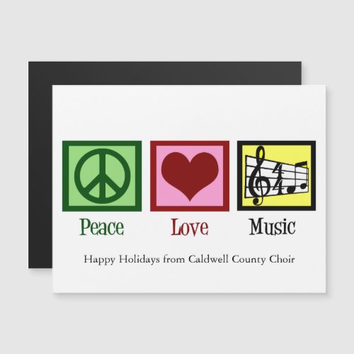Peace Love Music Custom Christmas Magnet Card