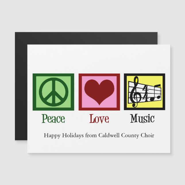 Peace Love Music Custom Christmas Magnet Card (Front/Back)