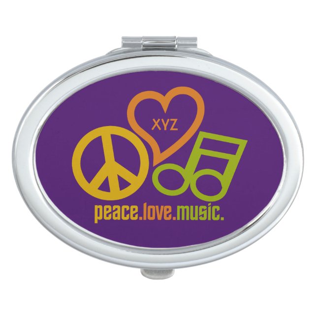 Peace Love Music custom monogram pocket mirror (Front)