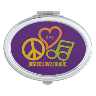 Peace Love Music custom monogram pocket mirror For Makeup