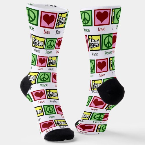 Peace Love Music Custom Musician Christmas Socks