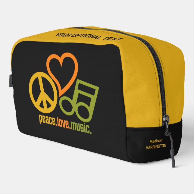 Peace Love Music custom name Dopp Kit (Right Corner)