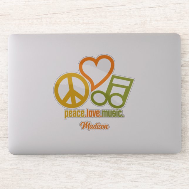 Peace Love Music custom name Sticker (Computer)