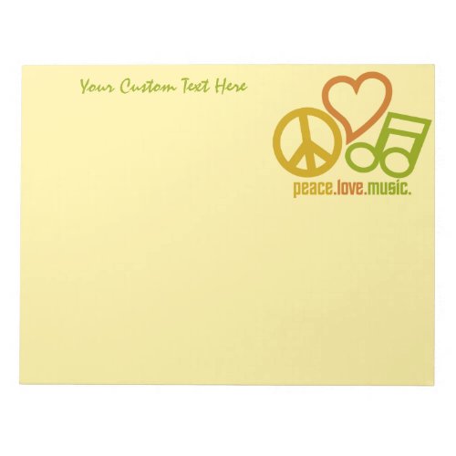 Peace Love Music custom notepad