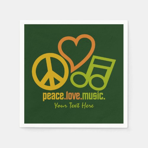 Peace Love Music custom paper napkins