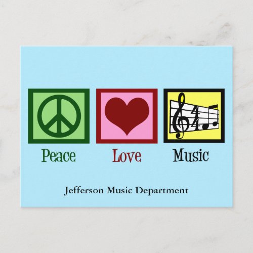 Peace Love Music Custom Postcard