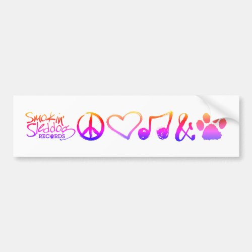 Peace Love Music  Dogs _ Bumper Sticker