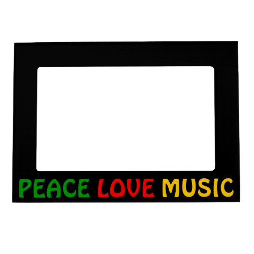 Peace Love Music Green Red Gold Magnetic Picture Frame