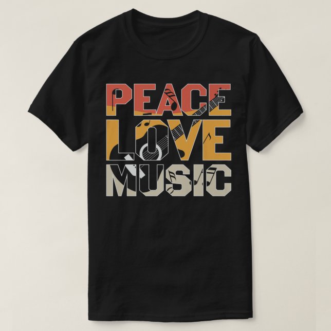 Peace Love Music Guitar Player Premium  T-Shirt (Design Front)