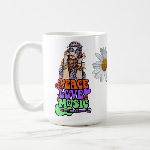 Peace Love  Music Hippie Gal  Coffee Mug