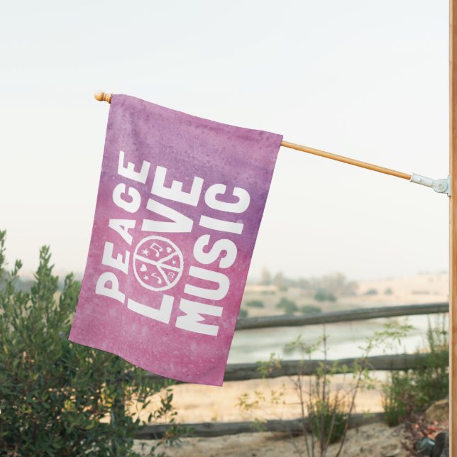 Peace Love Music House Flag (Insitu (Back))