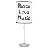 Peace, Love, Music in Black Writing Table Lamp (Front)