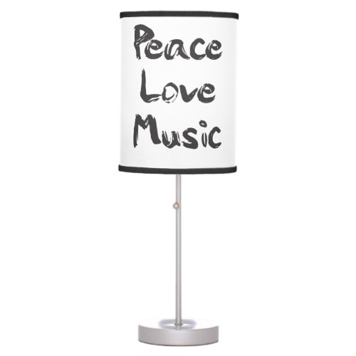 Peace Love Music in Black Writing Table Lamp