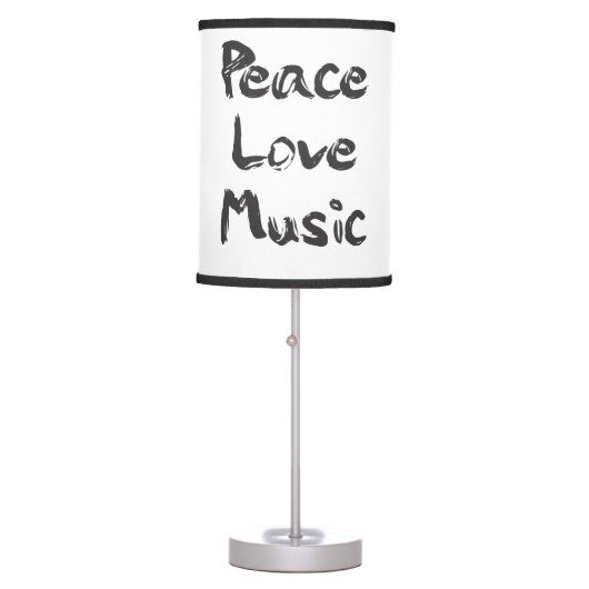 Peace, Love, Music in Black Writing Table Lamp (Front)