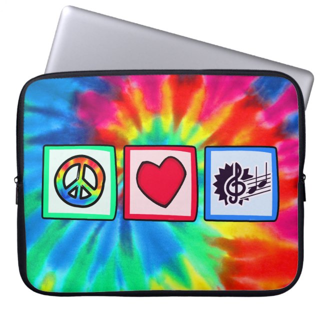 Peace, Love, Music Laptop Sleeve (Front)
