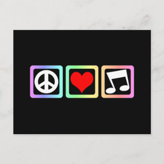 Peace love music postcard