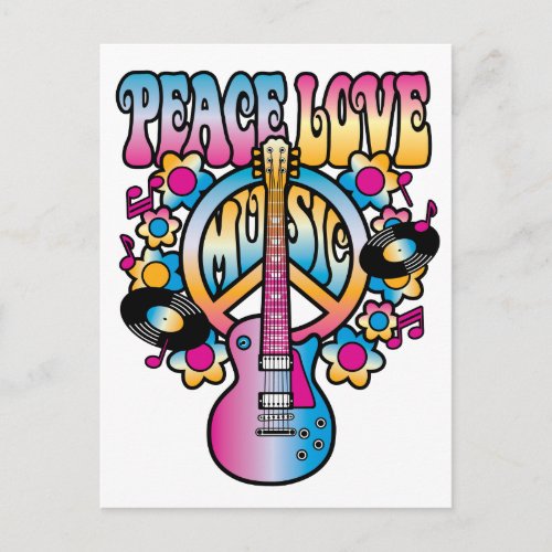 Peace Love Music Postcard