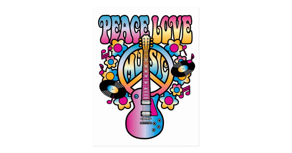 Peace Love Music Postcard | Zazzle.com