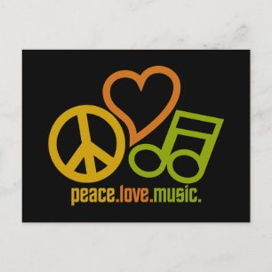 Peace Love Music postcard, customizable Postcard