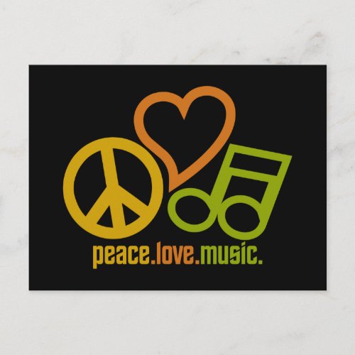 Peace Love Music postcard customizable Postcard