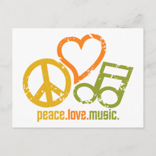 Peace Love Music postcard, customizable Postcard