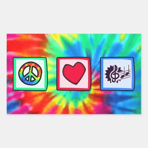 Peace Love Music Rectangular Sticker