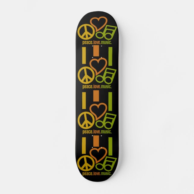 Peace. Love. Music. skateboard Deck (Front)