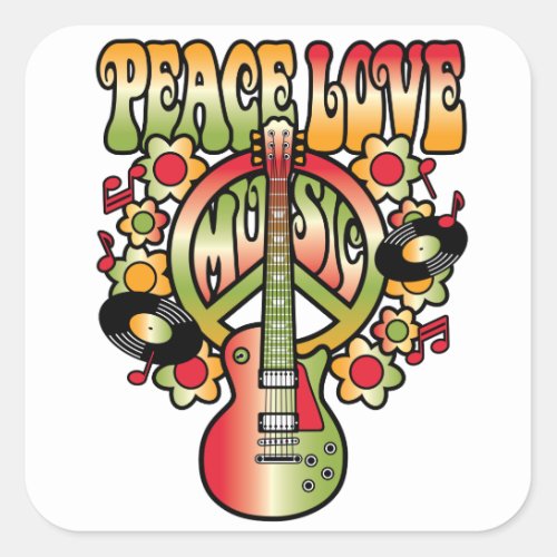 Peace_Love_Music Square Sticker