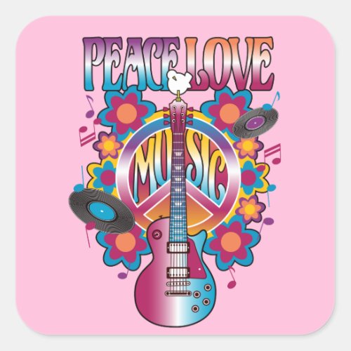 Peace_Love_Music Square Sticker