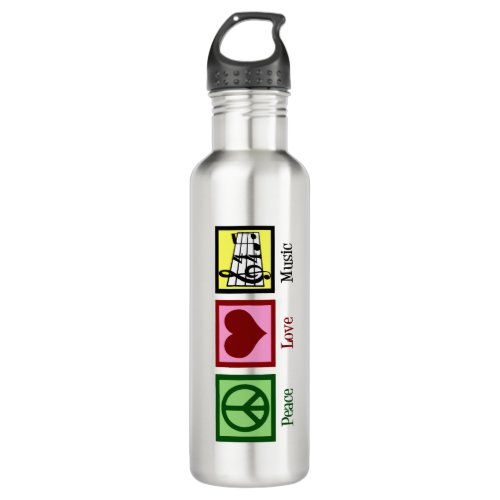 Peace Love Music Stainless Steel Water Bottle