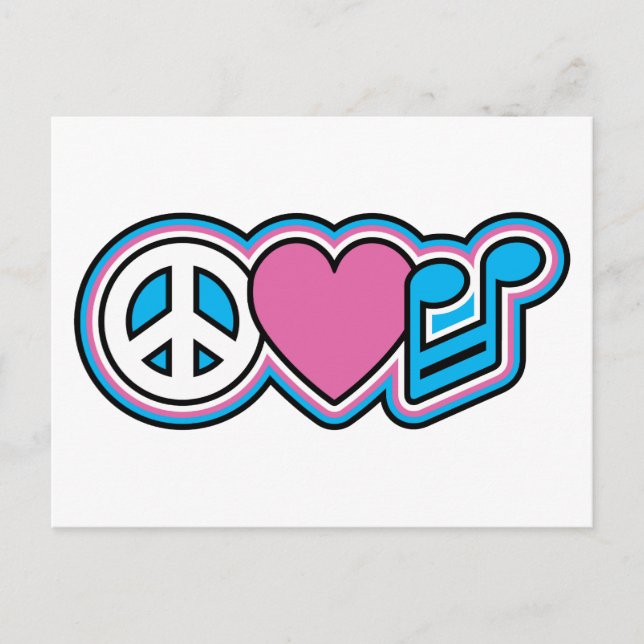 PEACE-LOVE MUSIC Symbols Postcard (Front)