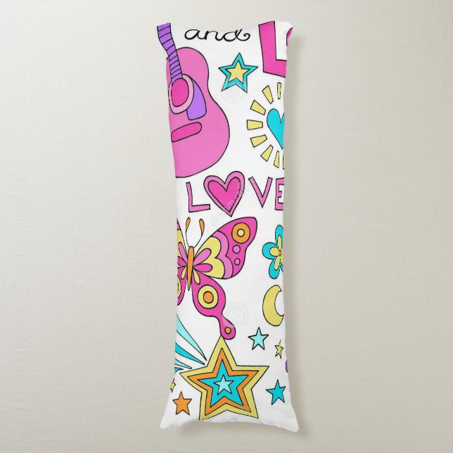 Peace Love Music Teen’s Body Pillow (Front Vertical)
