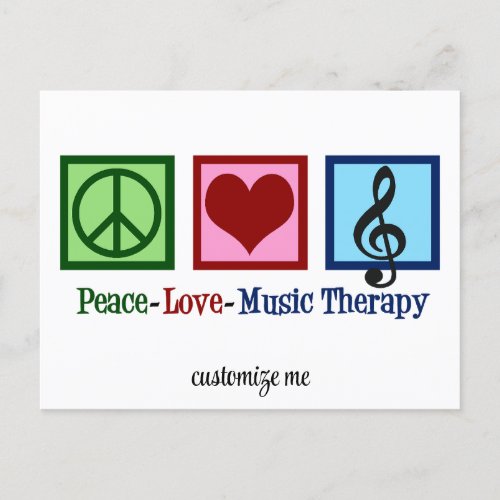 Peace Love Music Therapy Personalized Therapist Postcard
