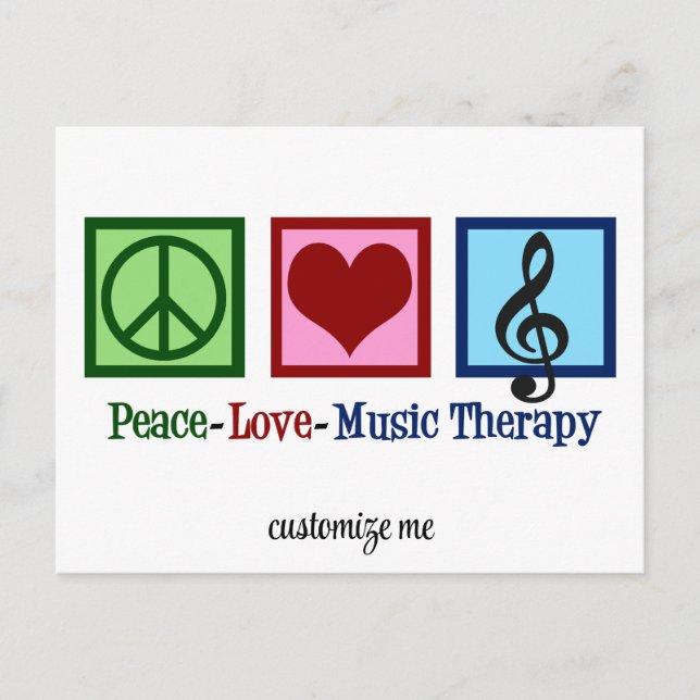 Peace Love Music Therapy Personalized Therapist Postcard (Front)