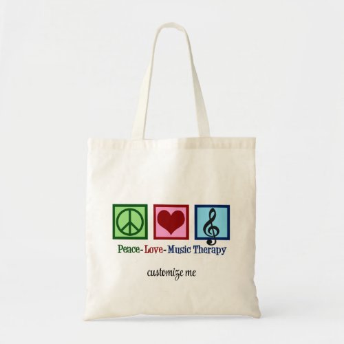 Peace Love Music Therapy Personalized Therapist Tote Bag