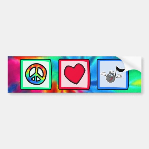 Peace Love Music Tie Dye Bumper Sticker