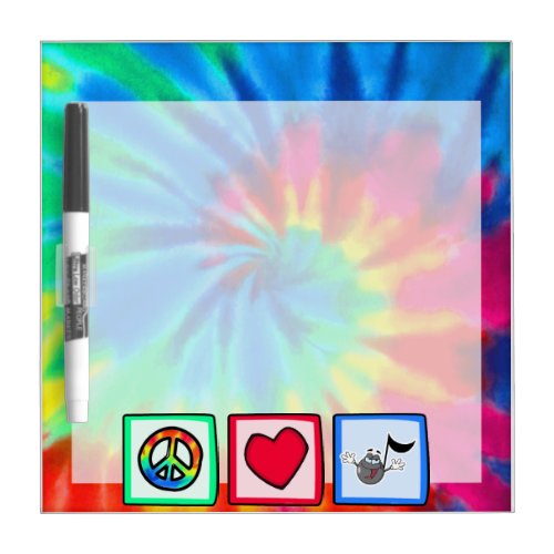 Peace Love Music Tie Dye Dry Erase Board