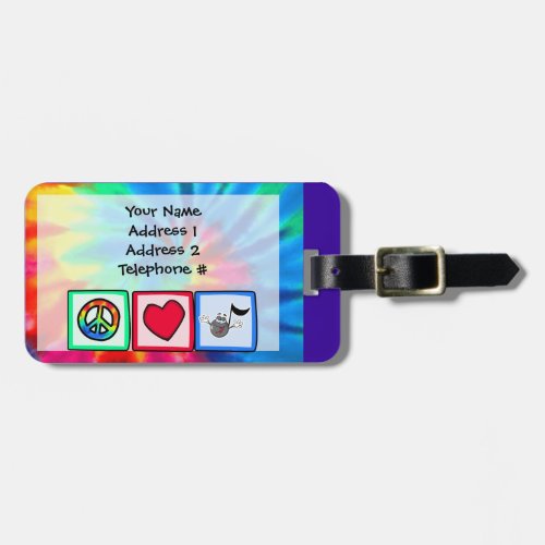 Peace Love Music Tie Dye Luggage Tag