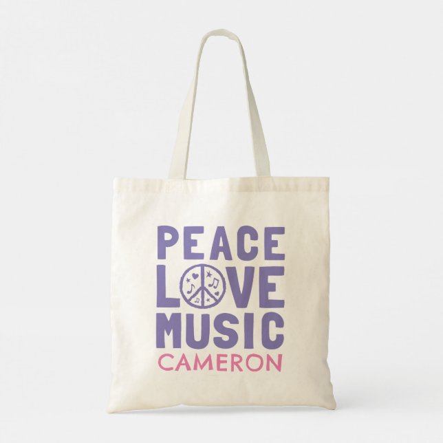 Peace Love Music Tote Bag (Back)