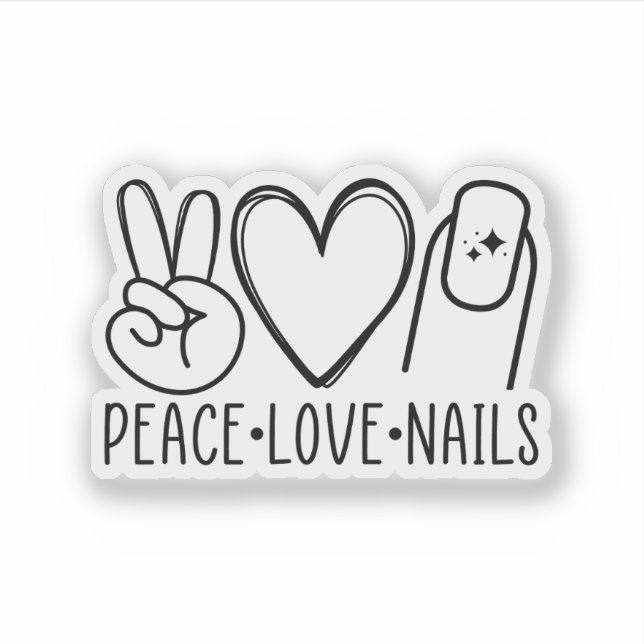 Peace Love Nails Sticker: Nail Artist Gift Sticker (Front)