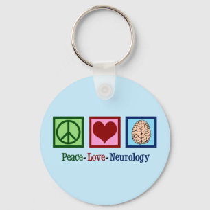 Peace Love Neurology - Neurologist Keychain
