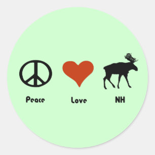 Peace Love New Hampshire Classic Round Sticker