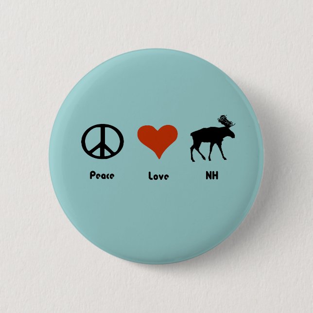 Peace Love New Hampshire Pinback Button (Front)