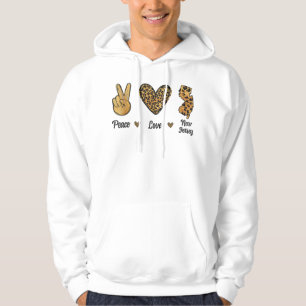 Peace Love New Jersey Leopard Flag Map Souvenirs M Hoodie