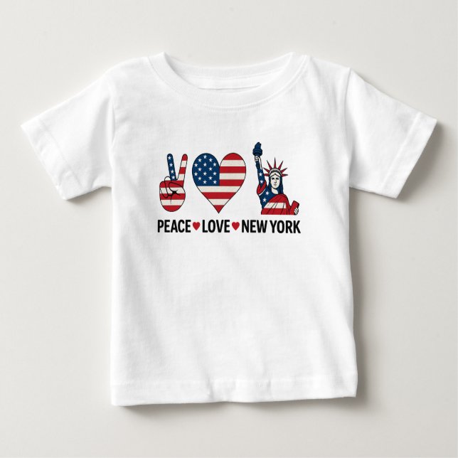 Peace Love New York Baby T-Shirt (Front)