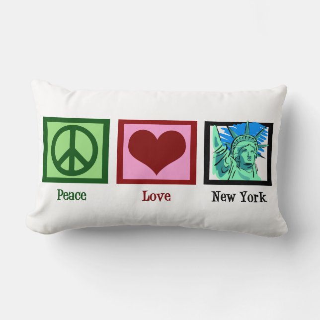 Peace Love New York Lumbar Pillow (Front)