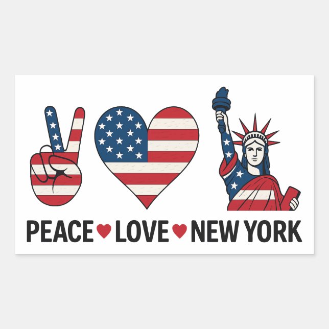 Peace Love New York Rectangular Sticker (Front)