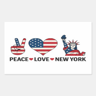 Peace Love New York Rectangular Sticker