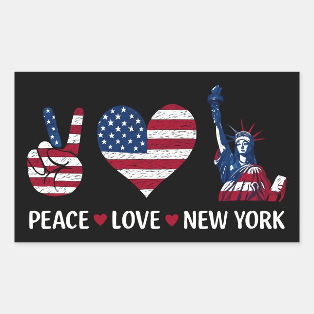 Peace Love New York Rectangular Sticker (Front)